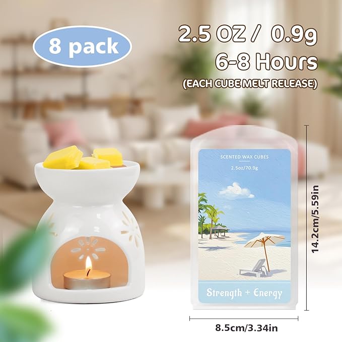 SCENTORINI Wax Melts, 8 Pack Soy Wax Cubes for Relax Healing, Natural Candle Wax for Warmer, Long-Lasting Highly Scented Wax Melts Tarts Gift Set for Home Fragrance