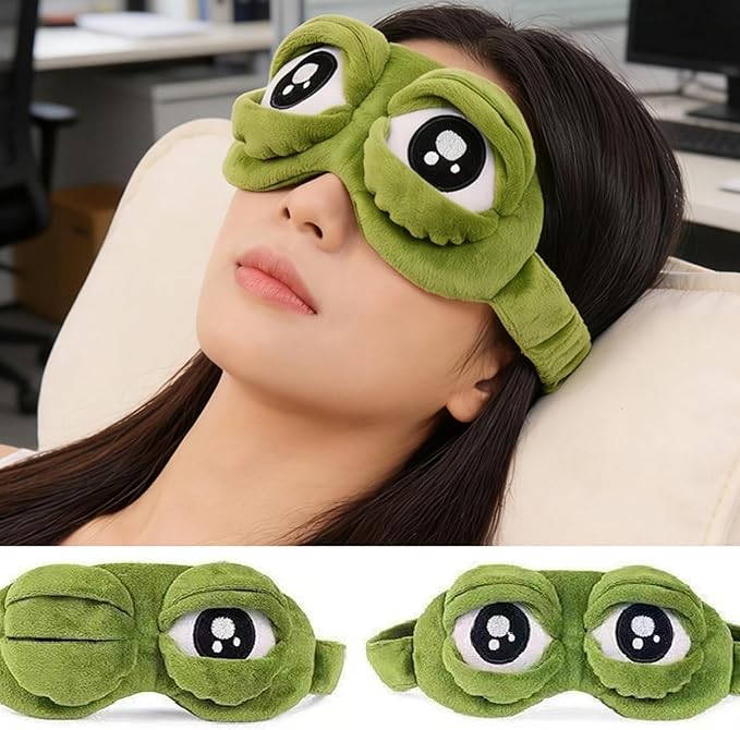 3D Frog Sleep Mask, Frog Sleep Mask, Soft & Comfortable Travel Eye Mask, Lightweight & Portable, Unisex, All-Season Use (2pcs)