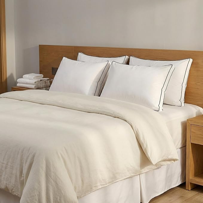Feather Down Pillows Standard Size 20x26 in Set of 2 with Gusset, Luxury Hotel Collection Bed Pillows 2 Pack, Down Surrounded Gusseted Sleeping Pillows, Fluffy for Side and Back Sleepers.