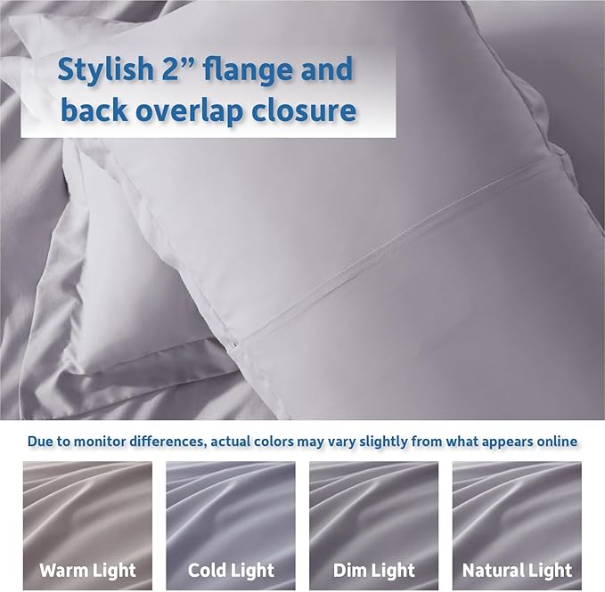 Nestl Full Duvet Cover Set with Comforter Insert - Grey Lavender 4 Piece 80x90 Duvet Cover & 2 Pillow Shams with White Quilted Down Alternative Comforter, Ultra Soft, All Season