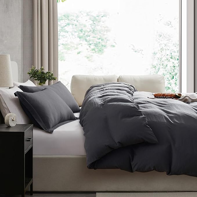 Nestl Dark Grey California King Duvet Cover Sets - Soft Double Brushed Cal King Duvet Cover, 3 Piece, with Zipper Closure, 1 Duvet Cover 104x98 inches and 2 Pillow Shams