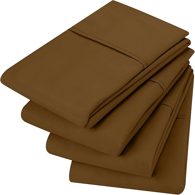 Utopia Bedding King Pillow Cases - 4 Pack - Envelope Closure - Soft Brushed Microfiber Fabric - Shrinkage and Fade Resistant Pillow Covers King Size 20 X 40 Inches (King, Mocha)