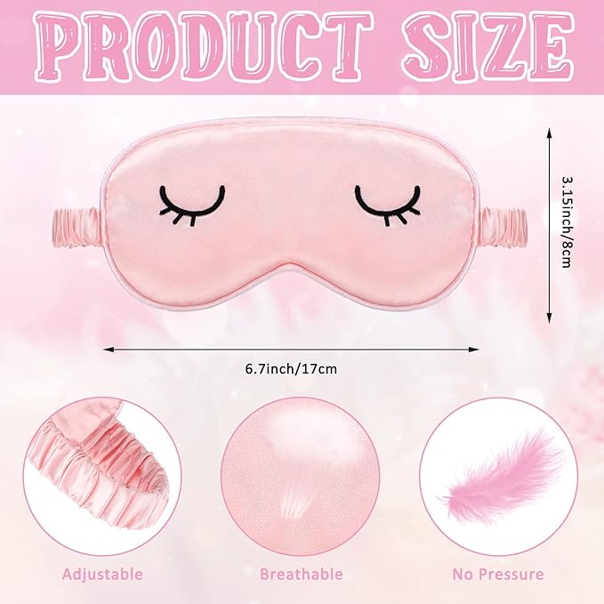 2 Pieces Cute Sleep Eye Masks for Kids Silk Sleep Eye Cover Cute Lightweight Adjustable Eyeshade Mask Satin Night Eyeshade Covers with 2 Pieces Storage Bag(3-12 Years,Gray, Pink)