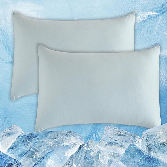 CHOSHOME Cooling Pillow Cases Zipper Pillow Covers Q-Max > 0.45 Zippered Pillowcases for Hot Sleepers, Soft, Breathable, Skin-Friendly, 2 Pack (King, 20"x36", Ice Blue)