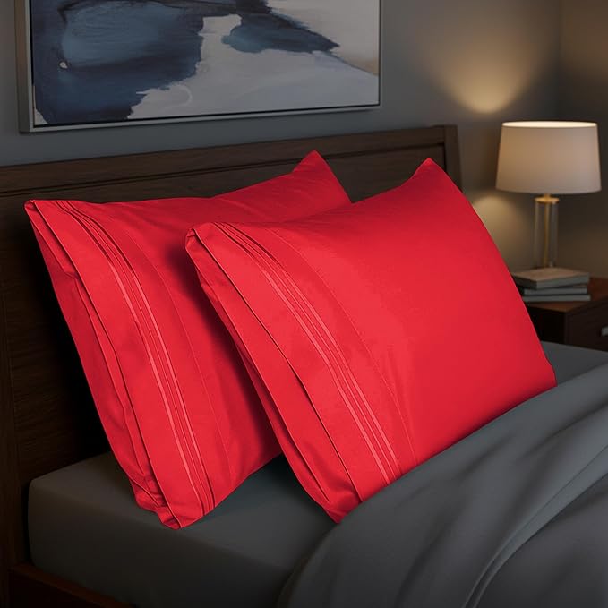 Elegant Comfort Premium Hotel Quality 2-Piece Pillowcase Set, Luxury & Softest 1500 Thread Count Egyptian Quality Bedding Pillowcases, Wrinkle and Fade Resistant