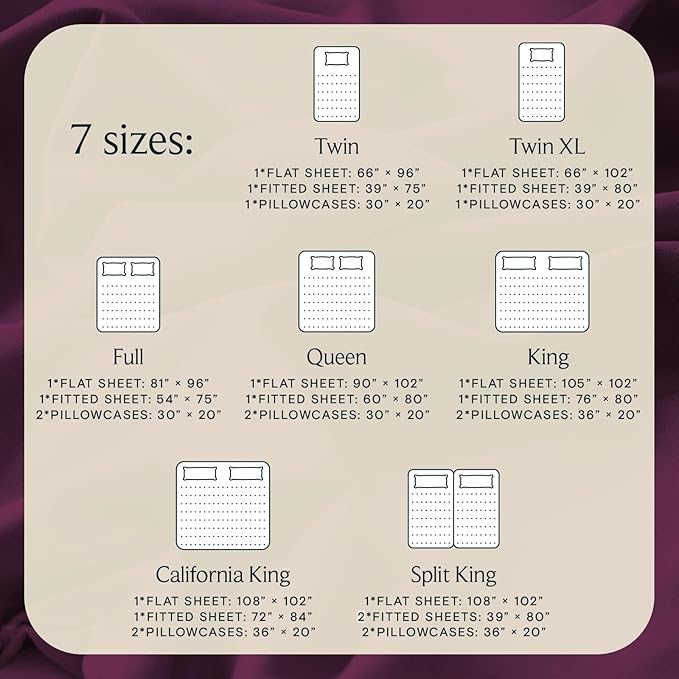 LuxClub 5 PC Split King Sheet Set, Breathable Luxury Bed Sheets, Deep Pockets 18" Eco Friendly Wrinkle Free Cooling Sheets Machine Washable Hotel Bedding Silky Soft - Eggplant Split King