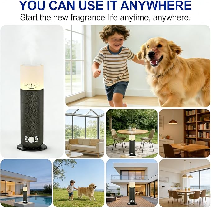 Lantixin Waterless Essential Oil Diffuser,Smart Scent Diffuser with Nightlight,Cold Air Scent Diffuser Oil Machine for Home Large Room,120ml Aromatherapy Diffuser Plug-in for 1000 Sq Ft