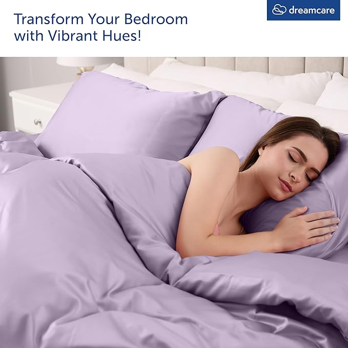 DREAMCARE King Size Sheets Set - 6 pcs Breathable Cooling Bed Sheets - up to 15" Deep Pocket King Sheet Set with Side Pockets - Extra Soft 100% Brushed Hypoallergenic Hotel Luxury Bedding - Lavender