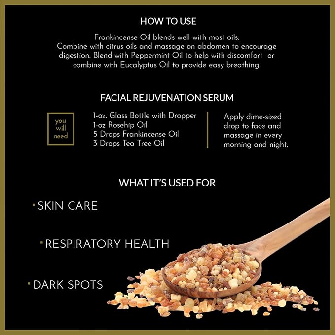 artnaturals 100% Pure Frankincense Essential Oil - (.5 Fl Oz / 15ml) - Natural Undiluted Therapeutic Grade – Premium Aromatherapy Quality Oil for Diffuser Internal Use, Skin, and Face - Frankensence