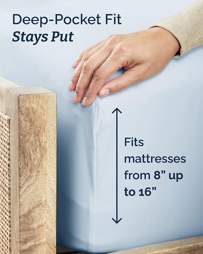 Twin 4 Piece Sheet Set - Comfy, Breathable & Cooling - Hotel Luxury Bedding for Women, Men, Kids, Teens and Children - 1 Flat & 1 Fitted Sheet & 2 Pillowcases w/ Deep Pockets - Wrinkle Free - Sky Blue