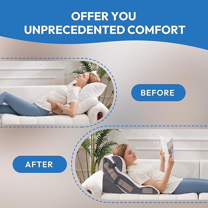Ahpmeoa 4PCS Wedge Pillow Set for After Surgery, Back Pillow for Bed Sitting up, 10-in-1 Foam Wedge Pillow for Acid Reflux & Back Pain Relief, Post Surgery Pillow for GERD & Snoring, White
