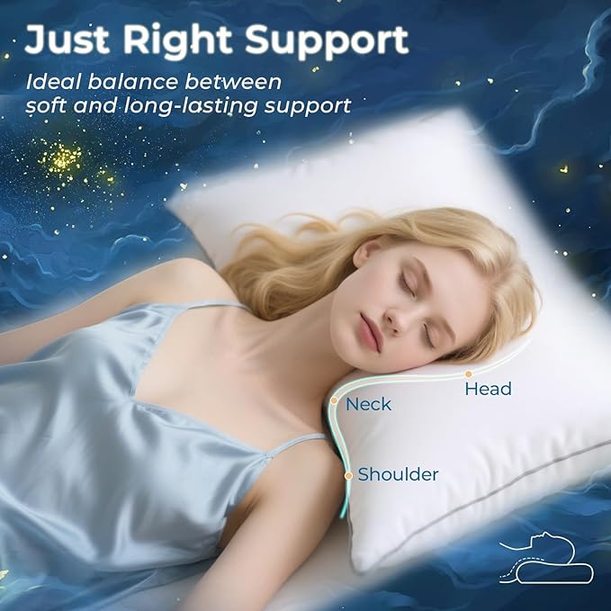 Sasttie Firm King Size Pillows Set of 4, Bed Pillows for Side, Back, and Stomach Sleepers - Oeko-Tex Certified Supportive Down Alternative Plump Filling - Hotel Quality and Machine Washable, 4 Pack