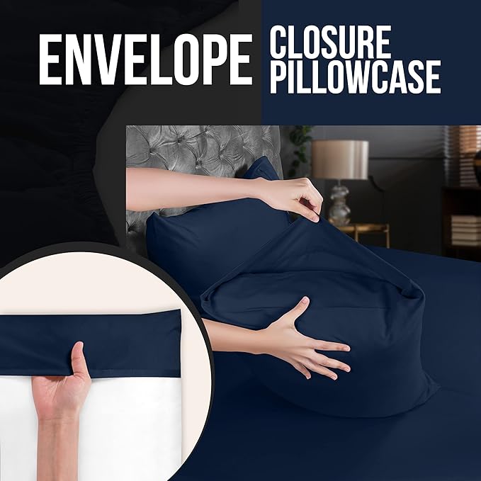 Utopia Bedding King Pillow Cases - 12 Pack - Envelope Closure - Soft Brushed Microfiber Fabric - Shrinkage and Fade Resistant Pillow Covers King Size 20 X 40 Inches (King, Navy)