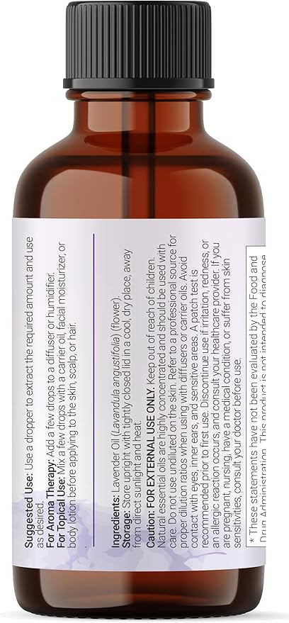 Micro Ingredients Pure Lavender Essential Oil, 8 fl oz | Premium Grade Liquid Drops | DIY for Natural Aromatherapy, Soap, Lotion, Diffuser, Candles, Body & Scalp Massages | Soothing Floral Aroma