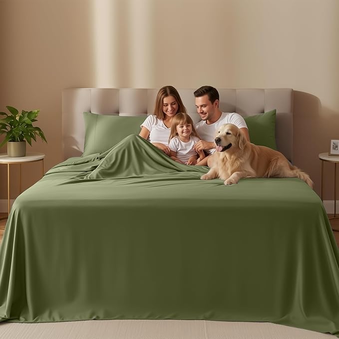 Utopia Bedding Full Size Sheet Set – 4 Piece Bed Sheets, Soft and Breathable Microfiber, Includes 1 Fitted Sheet, 1 Flat Sheet and 2 Pillowcases – Oeko Tex (Olive)