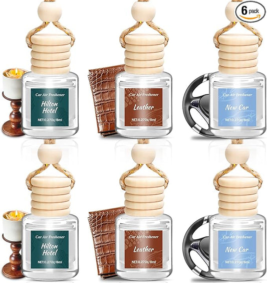6 Pack Premium Car Air Freshener, Long Lasting Luxury Diffuser Set, Hanging Executive Vehicle Interior Decor Scent Unisex