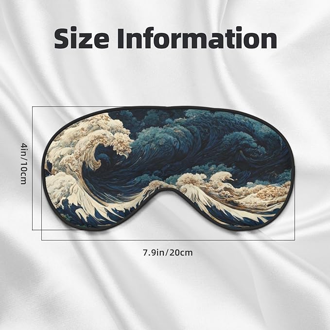 Japanese Great Ocean Waves Sleep Mask Eye Mask with Adjustable Strap Eye Sleep Shade Cover Blocks Light for Women Men Airplane Travel Nap