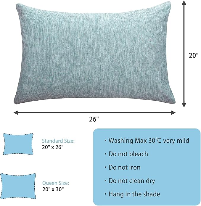 CHOSHOME Cooling Pillow Cases Zipper Pillow Covers Q-Max > 0.45 Zippered Pillowcases for Hot Sleepers, Soft, Breathable, Skin-Friendly, 2 Pack (Standard, 20"x26", Green)