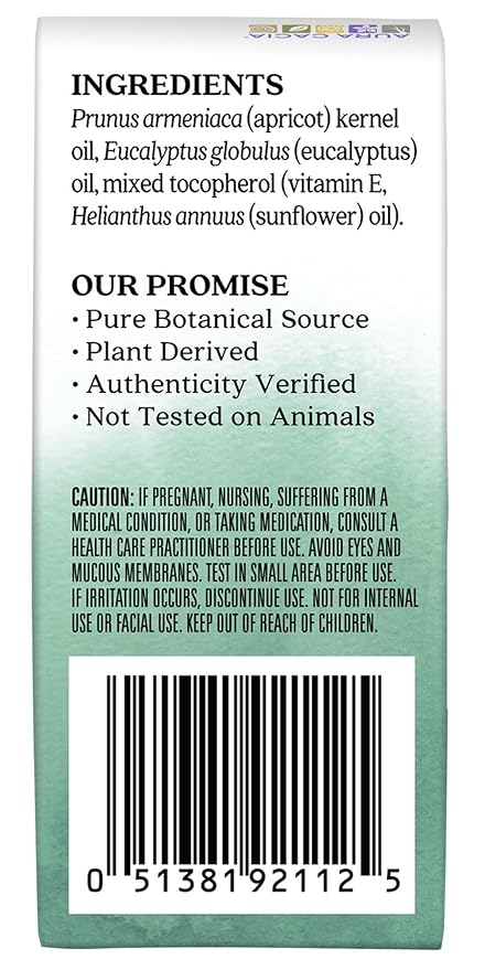 Aura Cacia Eucalyptus Roll-On | GC/MS Tested for Purity | 9.2 ml (0.31 fl. oz.)