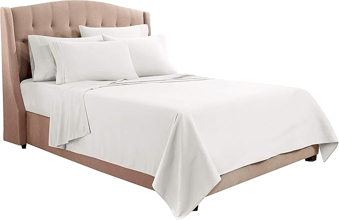 Clara Clark Cal King Sheets, 6 Piece Set - Hotel Luxury Sheets for Cal King Size Bed, Super Soft Bedding Set, Cal King Size, White