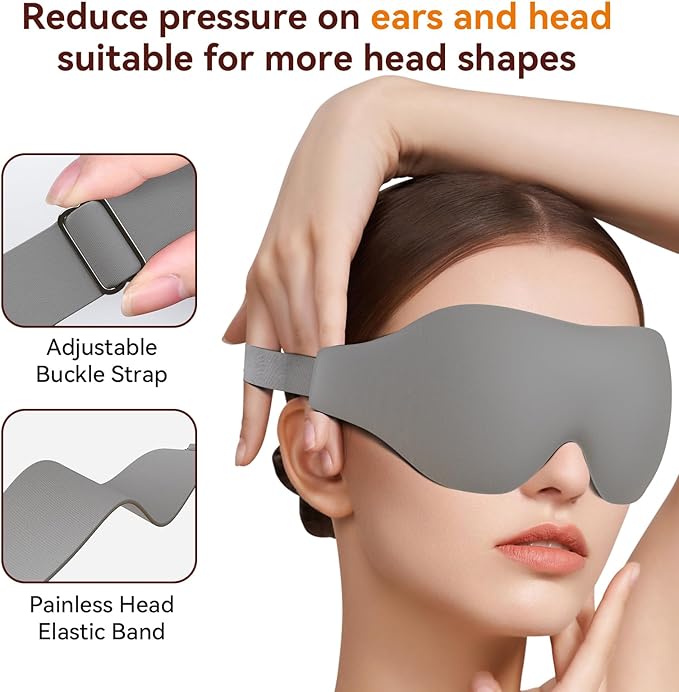 Sleep Mask, EVA BELLE Eye Mask for Men Women, Zero Pressure 3D Sleeping Mask, Cool Super Smooth Light Blocking Soft Eye Shade Cover Memory Foam, Lightweight for Home Travel Use