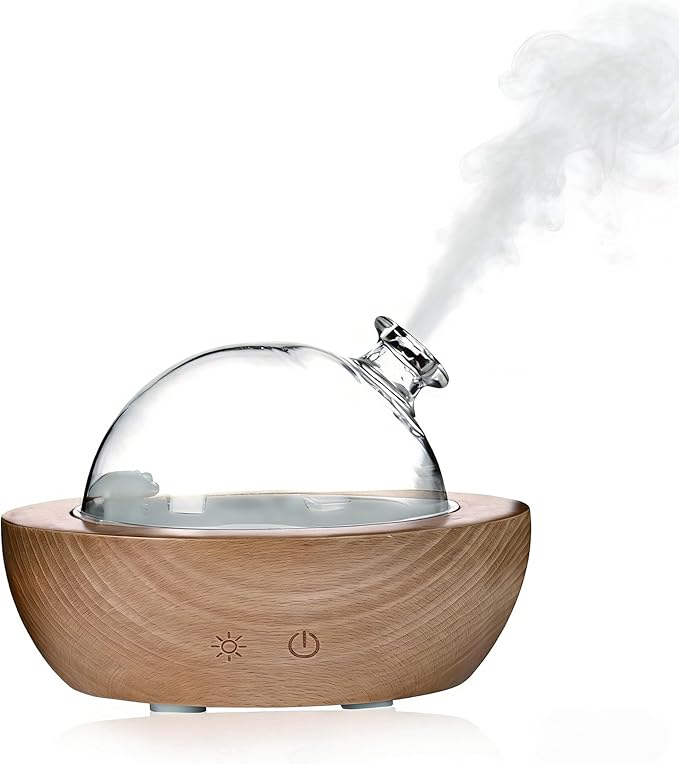 Essential Oil Aroma Diffuser - Electric Wood Glass Ultrasonic Fragrance Aromatherapy Scent Water Humidifier for Home Bedroom, Cold Air Smart Therapy Nebulizing Aromas Difusor para Casa