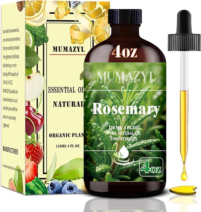 Rosemary Essential Oil, Rosemary Oil 4 Fl Oz 120ML for Diffuser Humidifier Yoga Cleaning DIY Candle Soap Making MUMAZYL Essential Oils