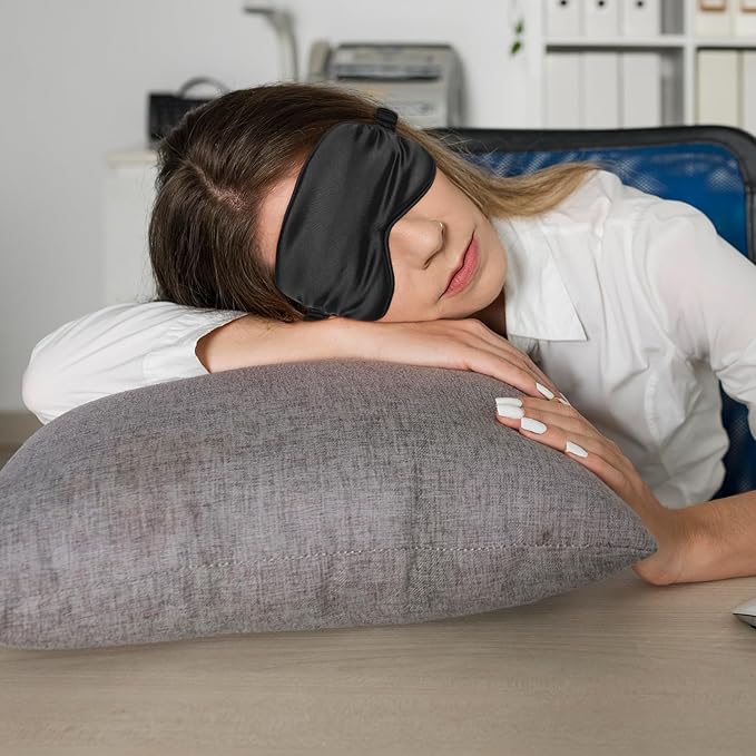 Silk Sleep Masks, 6 Pack Eye Masks for Sleep, Soft Satin Eye Cover with Elastic Strap for Sleeping, Blindfold Eye Cover for Sleepover Stuff Travel Nap Women Men Gifts(Black)