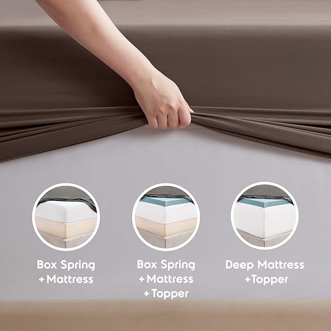 Nestl Extra Deep Twin Sheet Set - 4 Piece Breathable & Cooling Sheets - Hotel Luxury Bedding Set w/18-24 Inch Deep Pockets - Easy & Secure Fit - Super Soft, Wrinkle Free & Comfy - Chocolate Brown