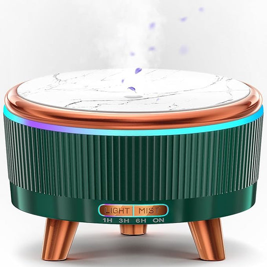 500ml Essential Oil Diffuser for Home, Quiet Diffusers for Essential Oils Large Room, Ultrasonic Aromatherapy Diffuser Scent Diffuser Fragrant Oil Humidifier Vaporizer for Bedroom, 7 LED Color, Green