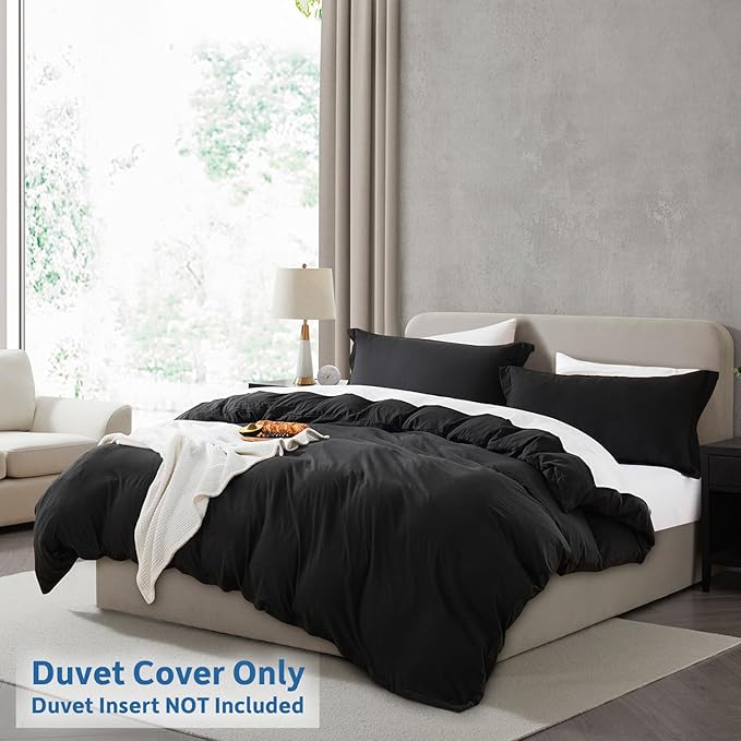 Nestl Black California King Duvet Cover Sets - Soft Double Brushed Cal King Duvet Cover, 3 Piece, with Zipper Closure, 1 Duvet Cover 104x98 inches and 2 Pillow Shams