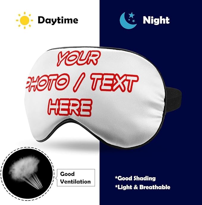 Custom Sleep Mask Personalized Sleeping Mask Blindfold Adjustable Soft Eye Mask Cover for Adults Kids Travel Nap Games