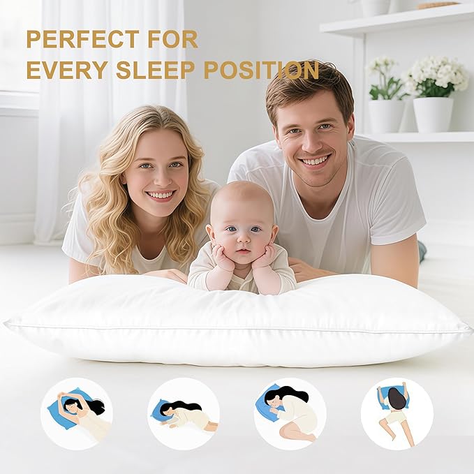 Goose Down Pillows Queen Size Set of 2 with 750 Fill Power, Hotel Quality Bed Pillows for Sleeping - Medium Firm Feather Pillows Ideal for Side, Back, Stomach Sleepers (20” x 28”)