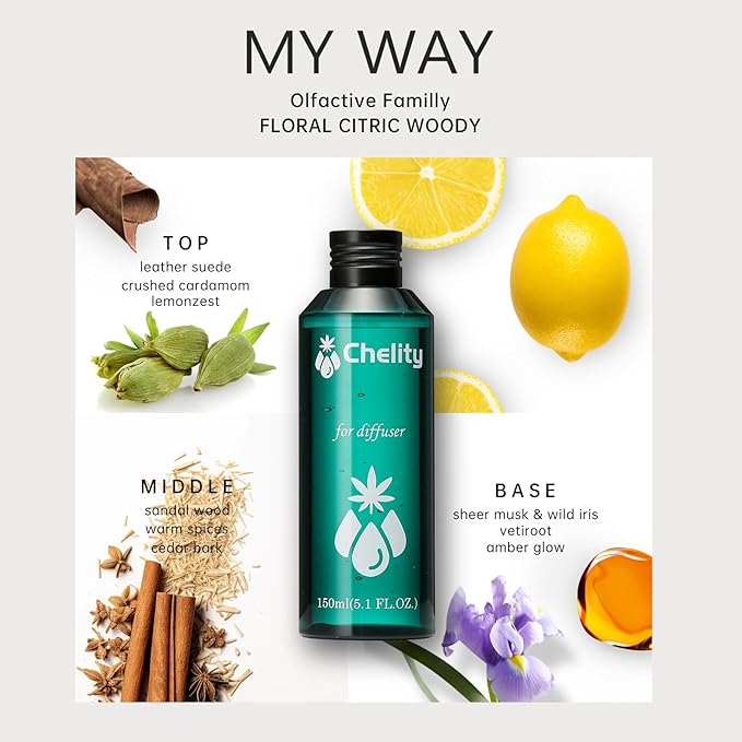 My Way Diffuser Oil Inspired by The 1 Hotel Miami Scent Home Luxury Scents, Waterless Diffuser & Home Scenting Essential Oil for Ultrasonic and Crafting，Longer Lasting(5.1Fl Oz)