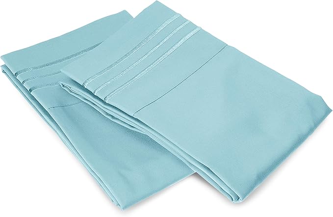 Elegant Comfort Premium Hotel Quality 2-Piece Pillowcase Set, Luxury & Softest 1500 Thread Count Egyptian Quality Bedding Pillowcases, Wrinkle and Fade Resistant, Aqua Blue, Standard/Queen