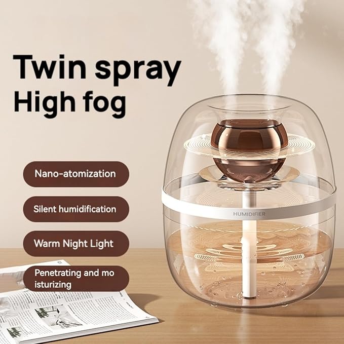 Double Spray Humidifiers For Bedroom,3L Cool Mist Ultrasonic Humidifier with Night Light,Living Room Humidifier, Automatic Mode Humidity Sensor for Bedroom Large Room Home Office & Plants (Green)