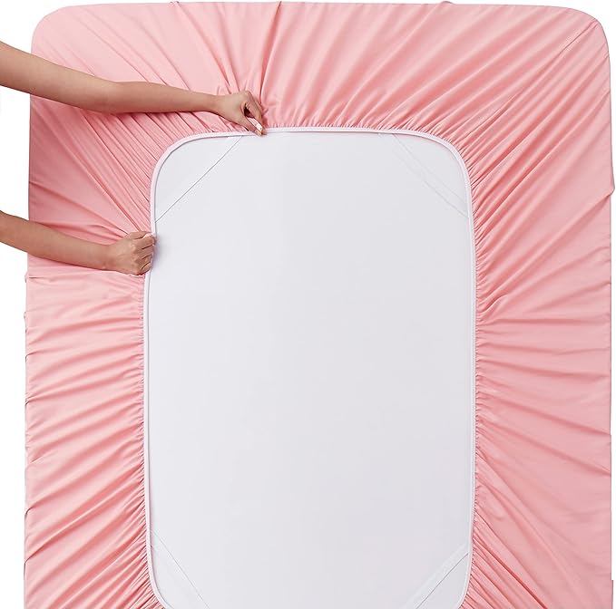 Manyshofu Extra Deep Pocket Twin Sheets Set - Hotel Luxury 1800 Thread Count Sheets & Pillowcases - Kids Bedding Set up to 24" Mattress - Blush Pink Bed Sheets 18-24 Inch Deep Pockets - 3 Piece