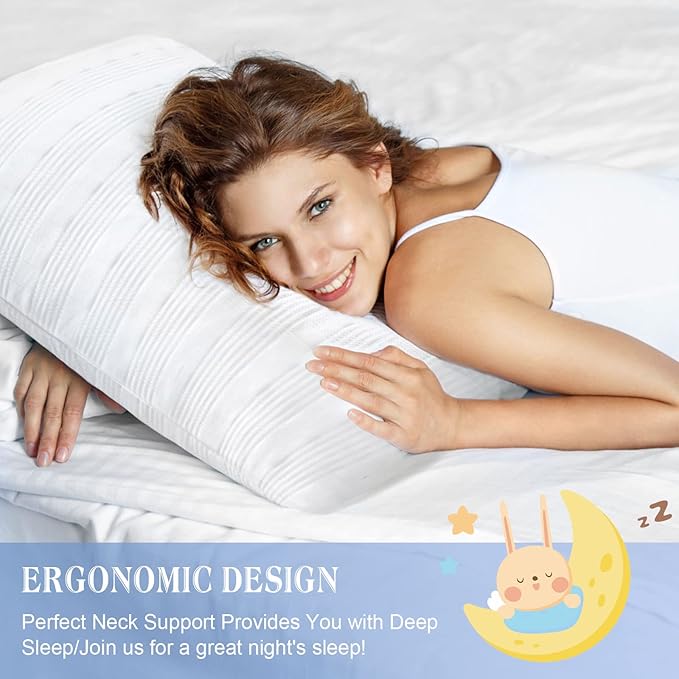 Meoflaw Cooling Pillows for Sleeping Queen Size Set of 2,Shredded Memory Foam Bed Pillow with Pillow Case-Double Sided Material,Adjustable Loft Queen Pillow for Side & Back Sleeper-Medium Firm