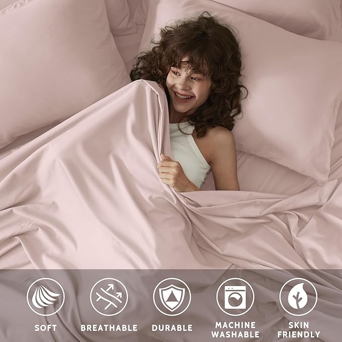 Cal King Size Sheets Set - 6 Piece Luxuriously Soft & Cooling Sheets Cal King Size - Ultra Soft 16" Deep Pocket Cal King Sheet Set - Fitted Sheet & Pillowcase Sets (Cal King Baby Pink)