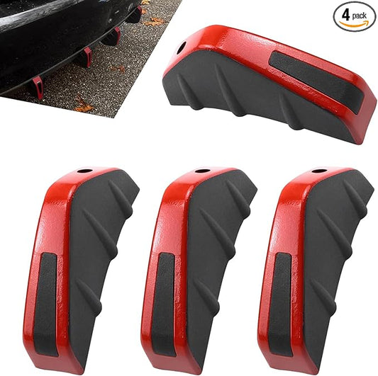 4 PCS Car Lower Bumper Lip Diffuser, 4.9" x 2.5" Spoiler Fin Protector, Vehicle Rear Splitter Lip Wing, Universal for Most Cars (Red & Black)