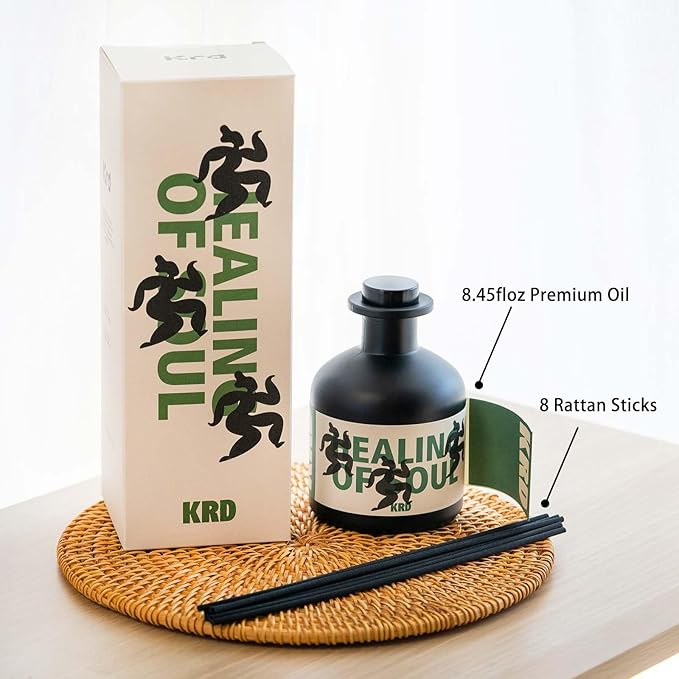 KRD Coconut Lychee Large Reed Diffuser, 8.45 fl oz Tropical Fruit Scented Oil, Long Lasting Home Decor Fragrance for Summer