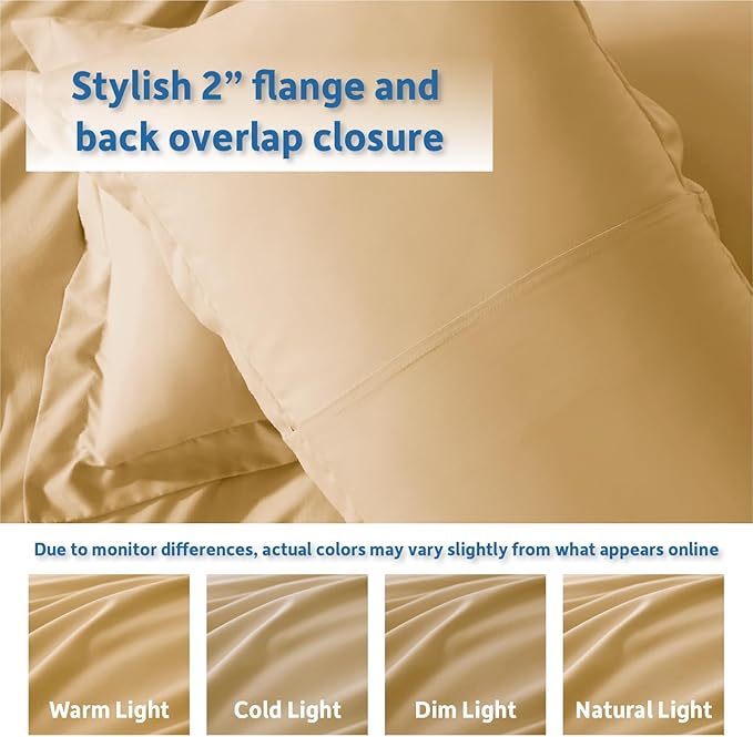 Nestl King Duvet Cover Set with Comforter Insert - Camel Gold 4 Piece 104x90 Duvet Cover & 2 Pillow Shams with White Quilted Down Alternative Comforter, Ultra Soft, All Season
