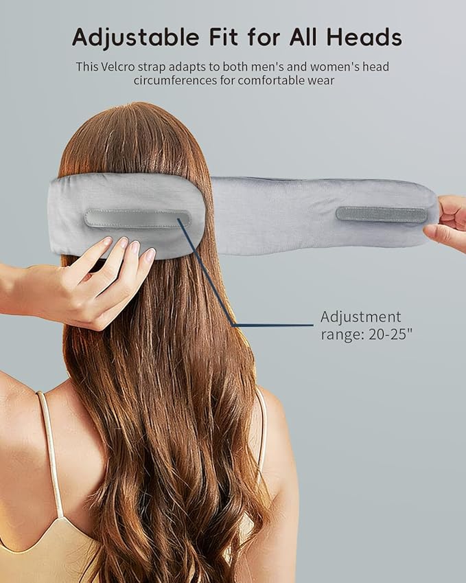 Heated Eye Masks for Dry Eyes with Bluetooth 6.0 Headphones - 3 Heat Levels, Memory Function, Soft Fabric Sleep Mask for Eye Strain & Migraine Relief - Unisex Light Gray