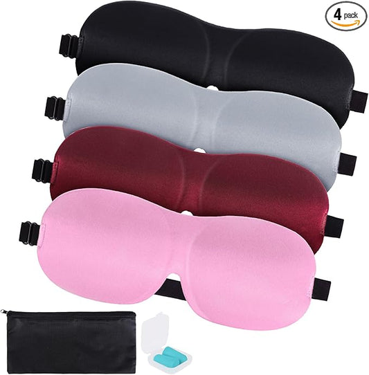 4-Pack Eye Masks for Sleep with Adjustable Strap Comfortable Sleep Masks for Women and Man Night Sleep, Travel, Nap Pink