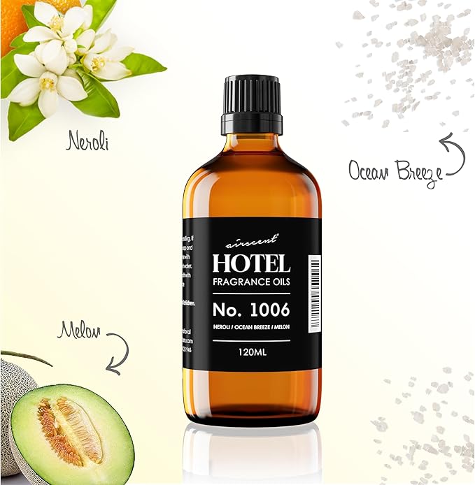 AirScent Hotel Diffuser Oil No. 1006 - Neroli Ocean Breeze Melon - Hotel Scent Dupe - Premium Fragrance Oil for Ultrasonic and Waterless Diffusers and Crafting - 10 mL, .34 fl oz Glass Dropper Bottle