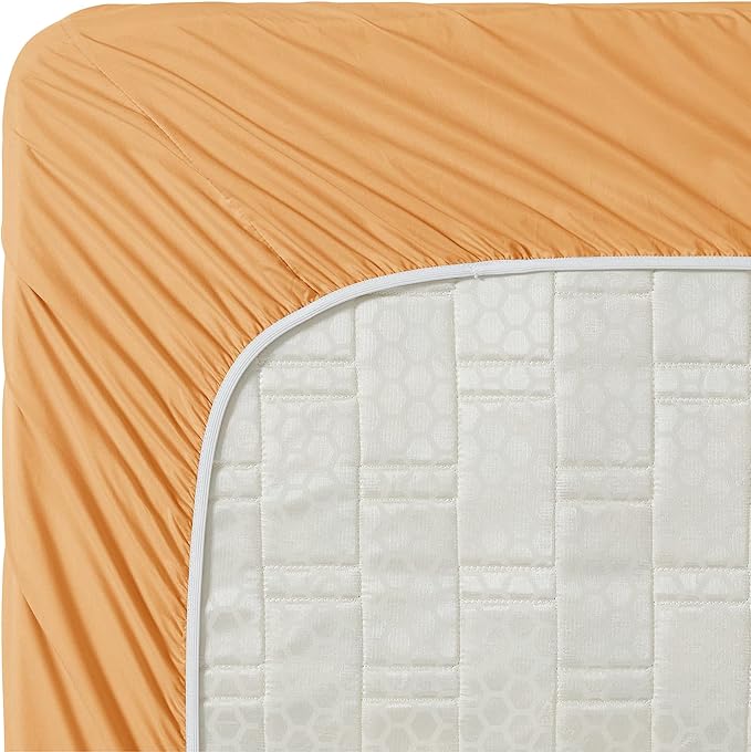 Clara Clark Bed Sheets, Premier 1800 Series 4 Piece Bed Sheet Set, Deep Pocket, Wrinkle, Fade, Stain Resistant, Luxury Soft Bedding Sheets & Pillowcases, Queen, Apricot Orange