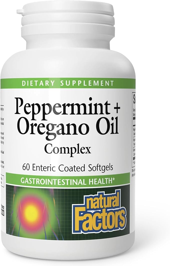 Natural Factors - Peppermint & Oregano Oil Complex, Support for Gastrointestinal Health, 60 Soft Gels