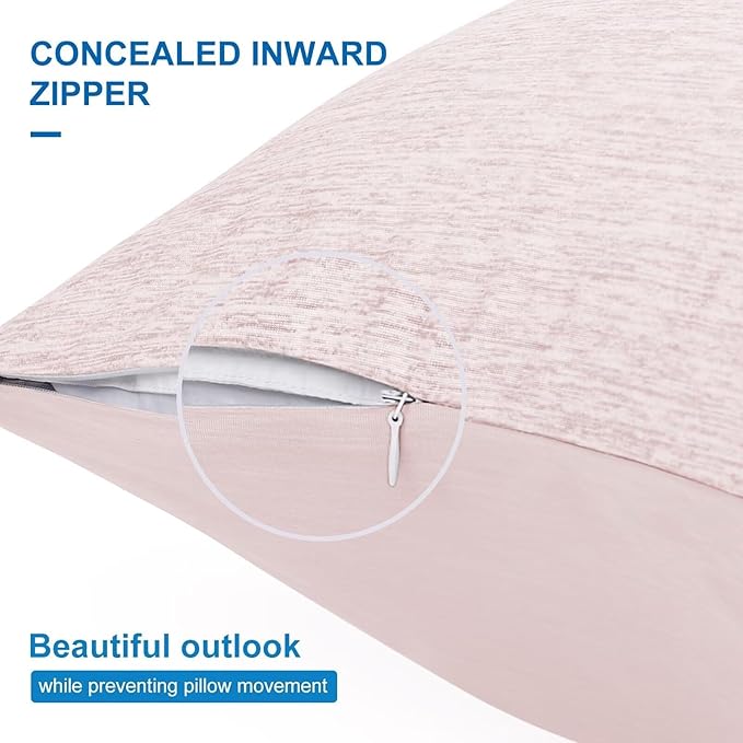 HOMFINE Cooling Pillowcases Standard Size - Double Side Q-Max 0.439 Cooling Fiber for Pillow Protector, Breathable Cold Pillow Cover for Hot Sleeper Night Sweat, Hidden Zipper, 2 Pack (20"x26", Pink)