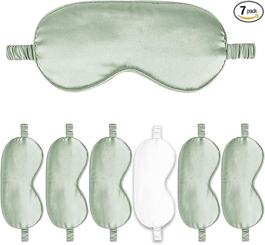 7PACK Satin Eye Mask Silk Sleep Masks Silky Blackout Eyes Covers Sleeping Blindfold Eyeshade Wedding Bridal Gift Travel Naps
