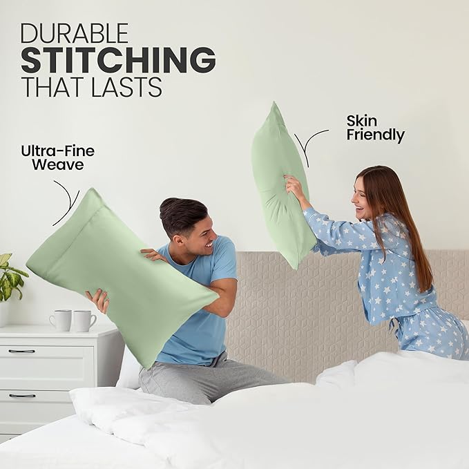 Utopia Bedding Pillow Cases Standard Size 2-Pack – Soft Brushed Microfiber – Envelope Closure – Perfect for Hospitals, Hotels, Guest Rooms – Oeko-TEX Certified, 20x26 Inches (Sage)